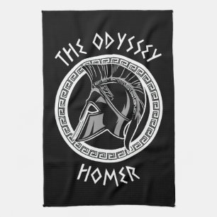 The Odyssey Homer Greek Helmet Ancient Mythology I Tea Towel