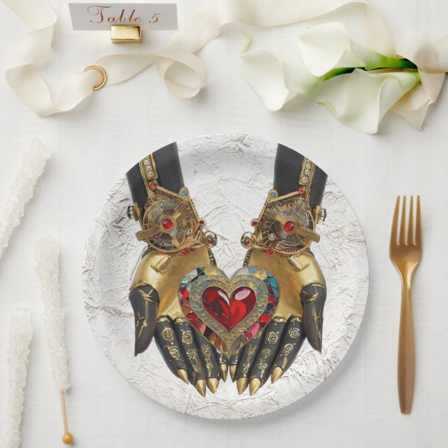 The Offering - Heart in Hands Paper Plate (Wedding)