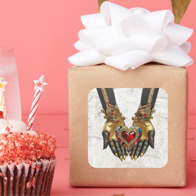 The Offering - Heart in Hands Square Sticker (Party)