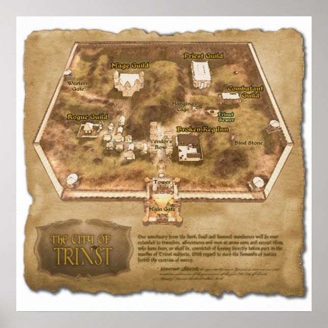 The Official Map of the City of Trinst Poster (Front)