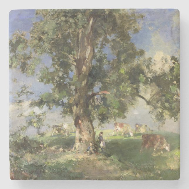 The Old Ash Tree (oil on canvas) Stone Coaster (Front)