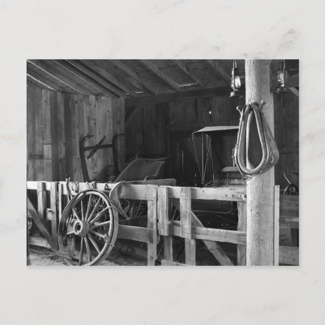 The old Barn - black n white Postcard (Front)