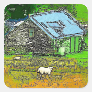 THE OLD BARN SQUARE STICKER