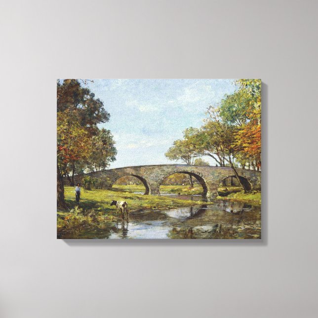 The Old Bridge (by Theodore Robinson) Canvas Print (Front)