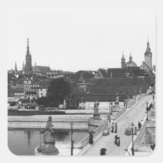 The old bridge over the River Main Square Sticker (Front)