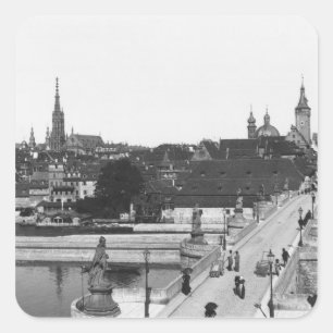 The old bridge over the River Main Square Sticker