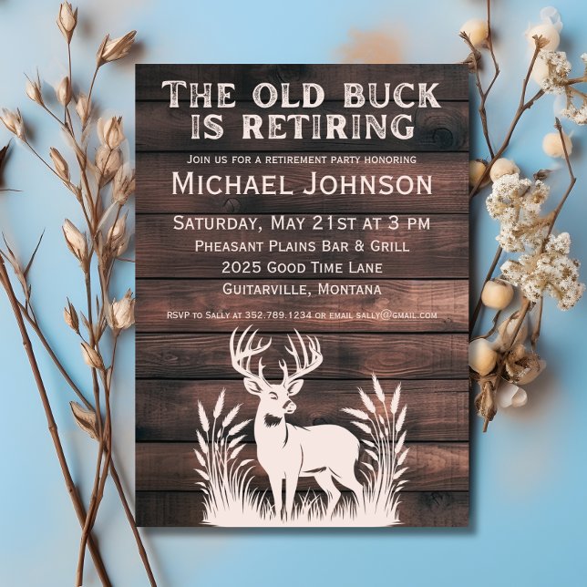 The Old Buck is Retiring Rustic Hunting Retirement Invitation (Creator Uploaded)
