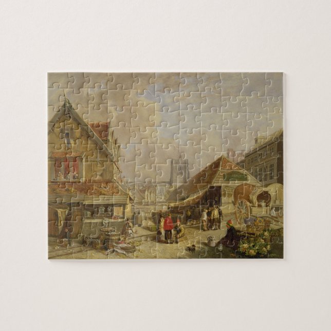 The Old Fishmarket, Norwich, 1825 (oil on panel) Jigsaw Puzzle (Horizontal)