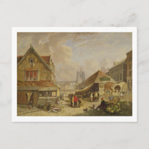The Old Fishmarket, Norwich, 1825 (oil on panel) Postcard