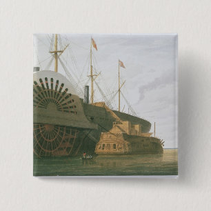 The Old Frigate HMS Agamemnon with her weight of c 15 Cm Square Badge