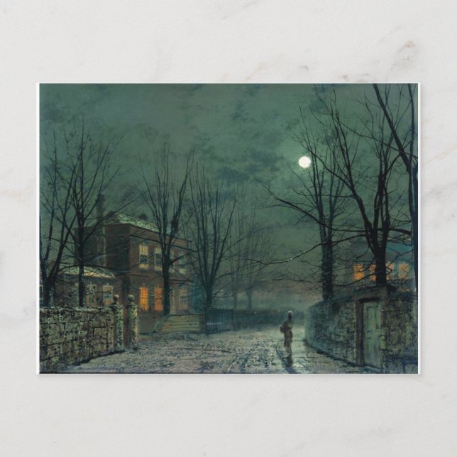The Old Hall Under Moonlight John Atkinson Grimsha Postcard (Front)