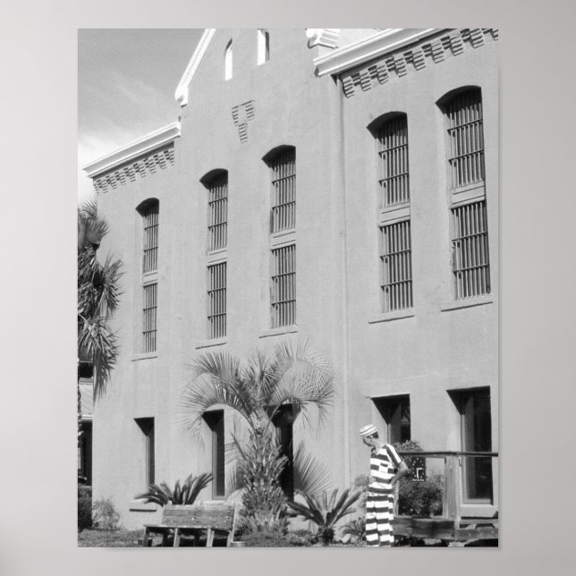 The Old Jail St. Augustine Florida B&W Photo Poster (Front)