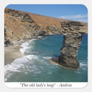 "The old lady's leap" - Andros Square Sticker