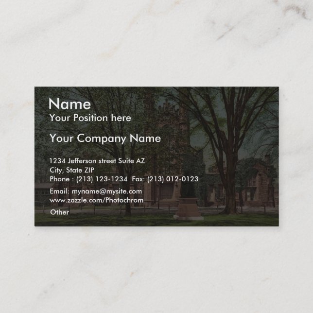 The Old library, Yale College rare Photochrom Business Card (Front)