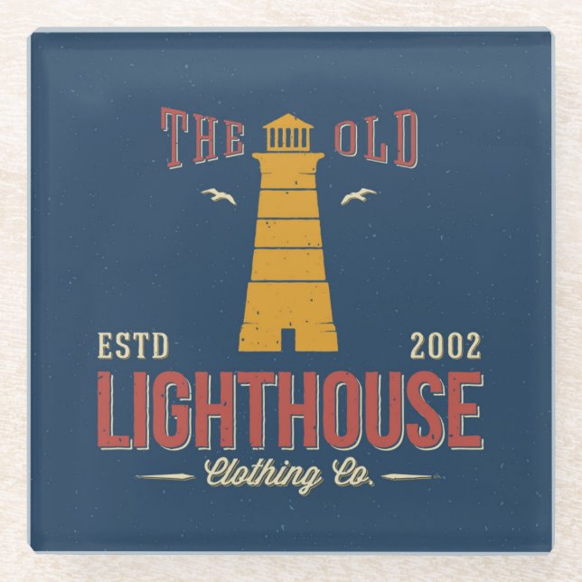 The Old Lighthouse Clothing Co. Glass Coaster (Front)