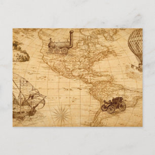 The old map of the united states postcard