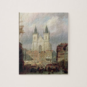 The Old Market Place at Prague, 1881 (oil on canva Jigsaw Puzzle