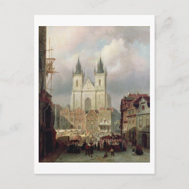 The Old Market Place at Prague, 1881 (oil on canva Postcard (Front)