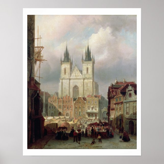 The Old Market Place at Prague, 1881 (oil on canva Poster (Front)