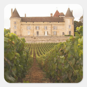 The old mediaeval Chateau de Rully in the Cote Square Sticker