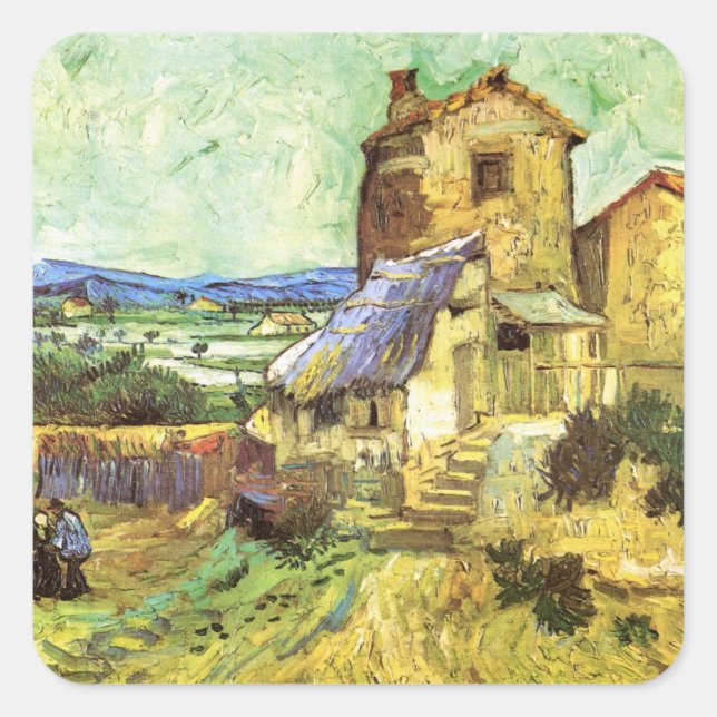 The Old Mill by Vincent van Gogh Square Sticker (Front)