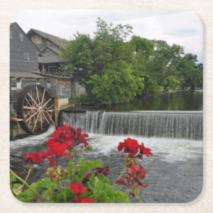 The Old Mill, Pigeon Forge Tenn Square Paper Coaster