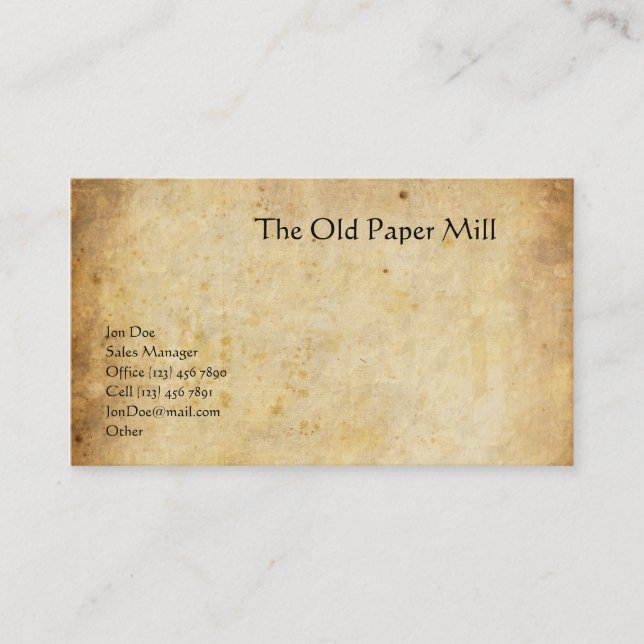 The Old Paper Mill Business Card (Front)
