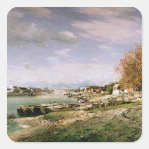 The old quay at Bercy, Paris, 1880 Square Sticker