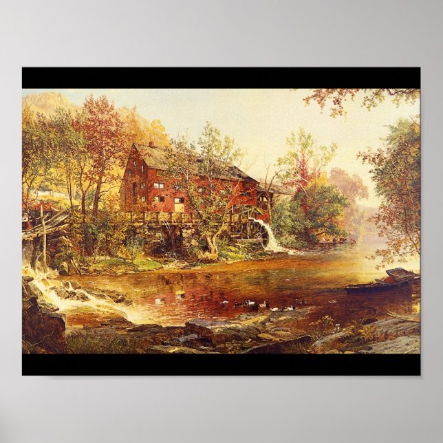 The Old Red Mill', Jasper F. Cropsey_Landscapes Poster (Front)