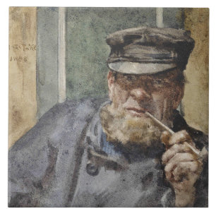 The Old Sea Dog (by Henry Scott Tuke) Tile