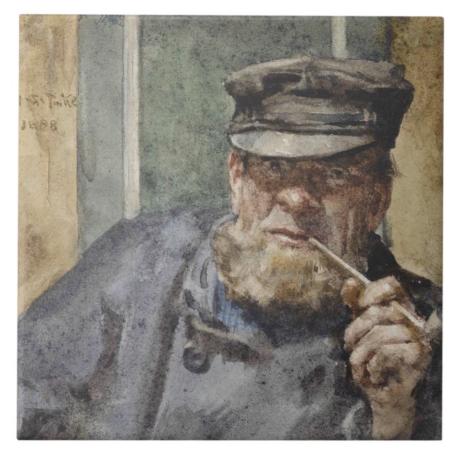 The Old Sea Dog (by Henry Scott Tuke) Tile (Front)