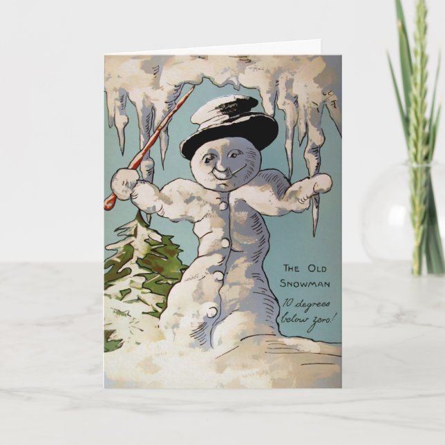 The Old Snowman Vintage Holiday Card (Front)