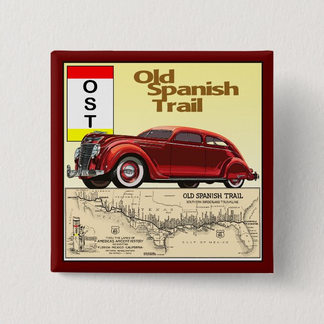 The Old Spanish Trail - Historic Auto Trail 15 Cm Square Badge (Front)