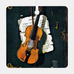 The Old Violin, fine art painting, Metal Tree Decoration