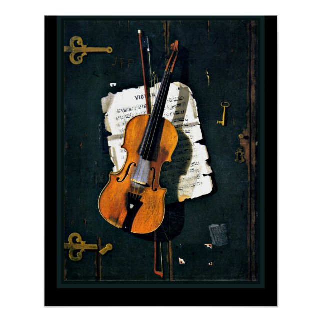 The Old Violin, fine art painting Poster (Front)