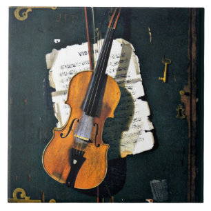 The Old Violin, fine art painting, Tile