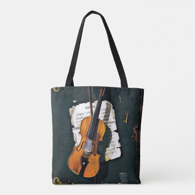 The Old Violin, fine art painting Tote Bag (Back)
