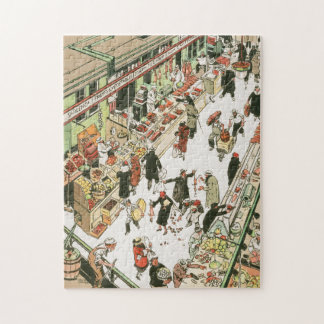 The old Washington Market in Tribeca NYC 1920s Jigsaw Puzzle