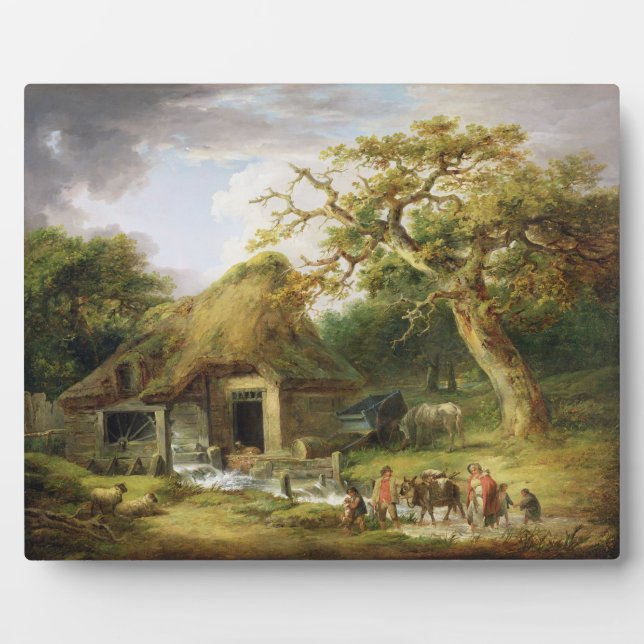 The Old Water Mill, 1790 (oil on canvas) Plaque (Front)