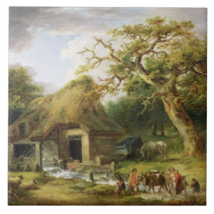 The Old Water Mill, 1790 (oil on canvas) Tile