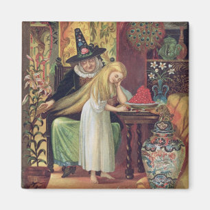 The Old Witch combing Gerda's hair with a golden c Magnet