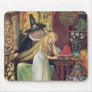 The Old Witch combing Gerda's hair with a golden c Mouse Mat