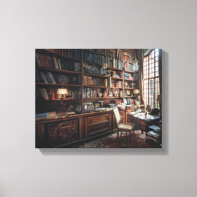 The Old World Library Canvas Print (Front)