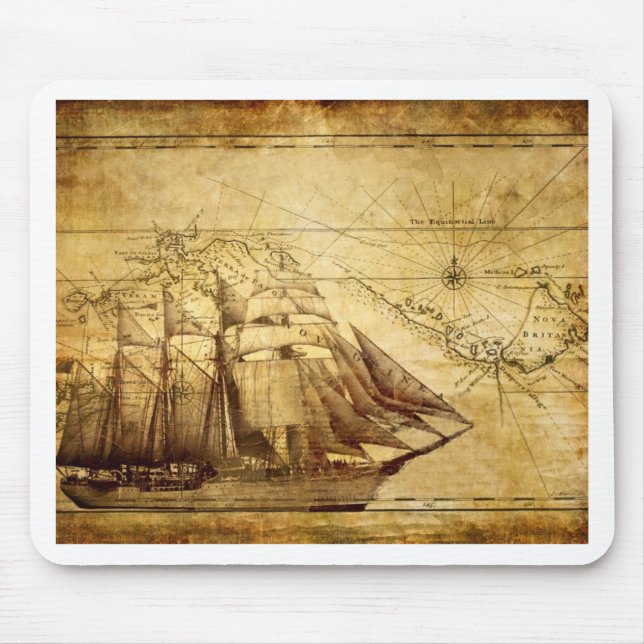 The Oldest World Map Ship Mouse Mat (Front)