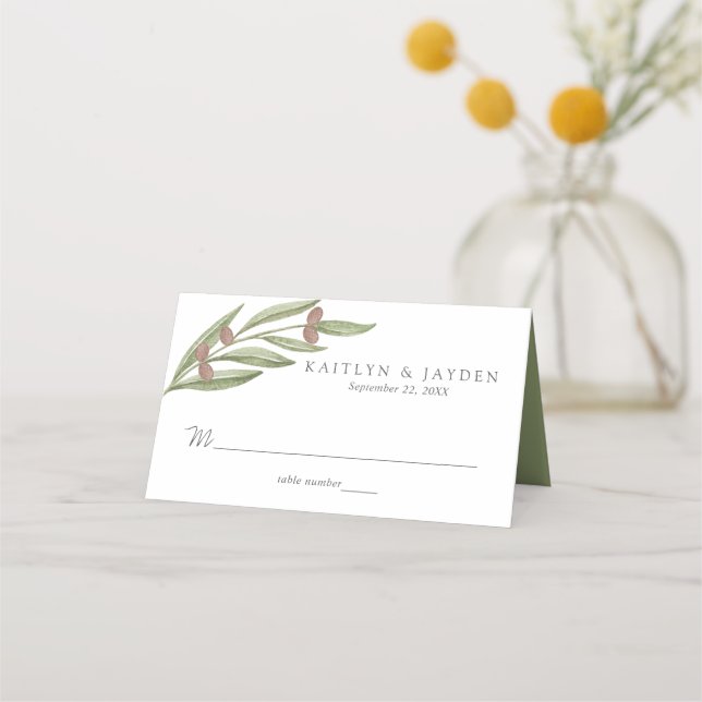 The Olive Branch Wedding Collection Place Card (Front)