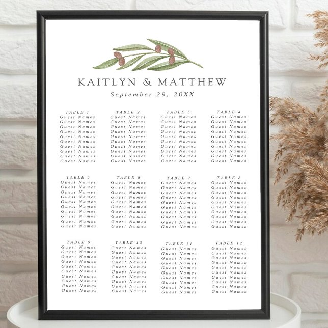 The Olive Branch Wedding Collection Seating Chart (Creator Uploaded)