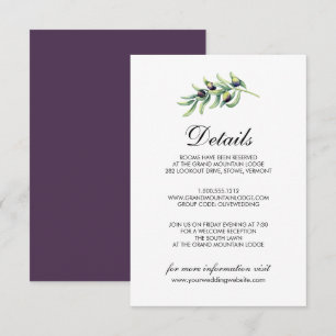 The Olive Grove   Rustic Wedding Details Invitation