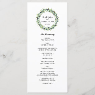 The Olive Grove Rustic wedding Program Programme