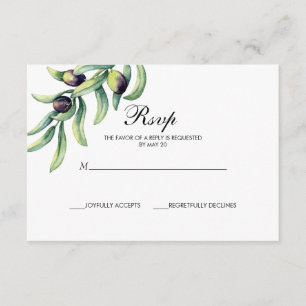 The Olive Grove   Rustic wedding RSVP Card