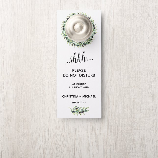 The Olive Grove  |  Wedding Guest Do Not Disturb Door Hanger (On Knob)